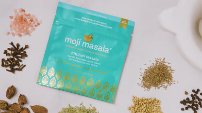 moji masala Kitchari Spice Blend – Authentic Indian Masala for Rice & Mung Bean Kitchari – Freshly Ground, Small Batch, No Additives Includes Recipe & Shopping List