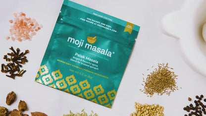 moji masala® Vegan-Friendly Indian Spice Pack Set – Palak Masala, Gobi Masala, Aloo Rasedar Masala – Authentic Flavors for Plant-Based Cuisine